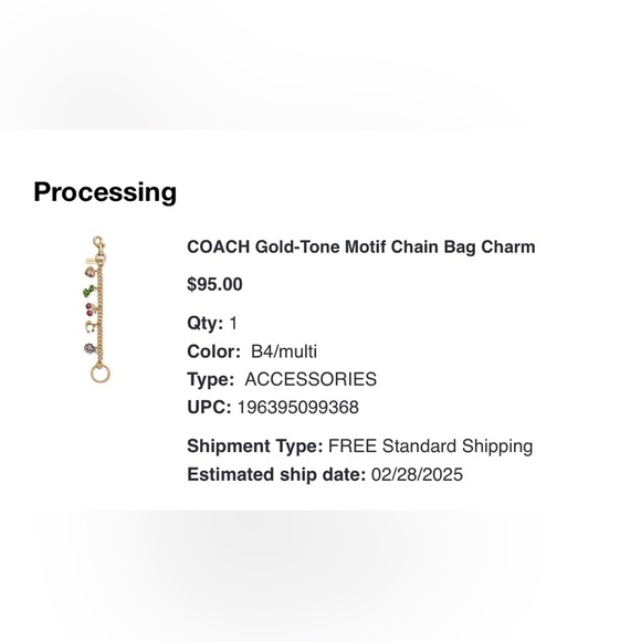 Coach Gold-Tone Motif Bag Charm - Picture 1 of 3